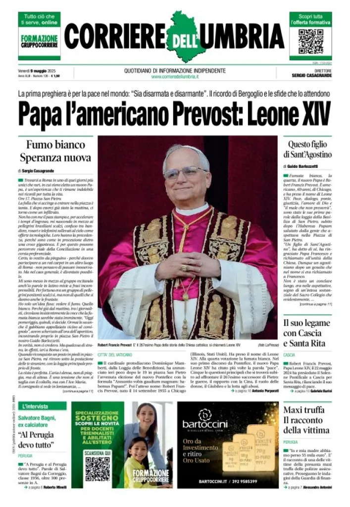 Prima-pagina-corriere umbria-del-2025-05-09